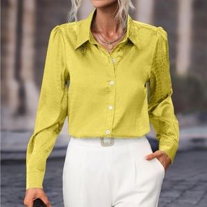 Satin Reptile-Print Button Front Blouse